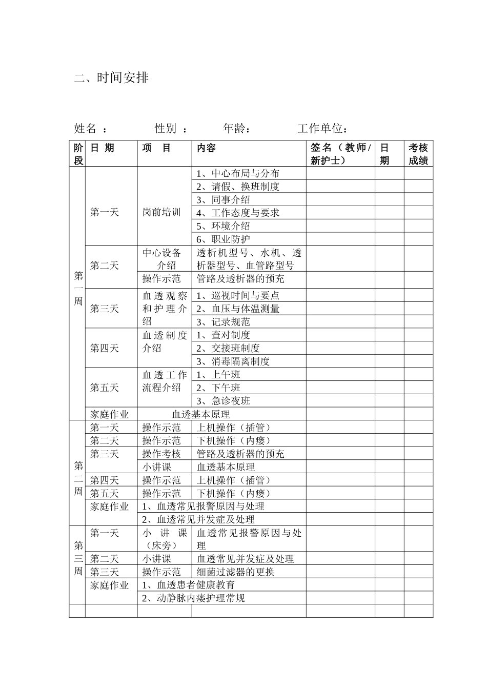 血透室新护士培训计划_第2页