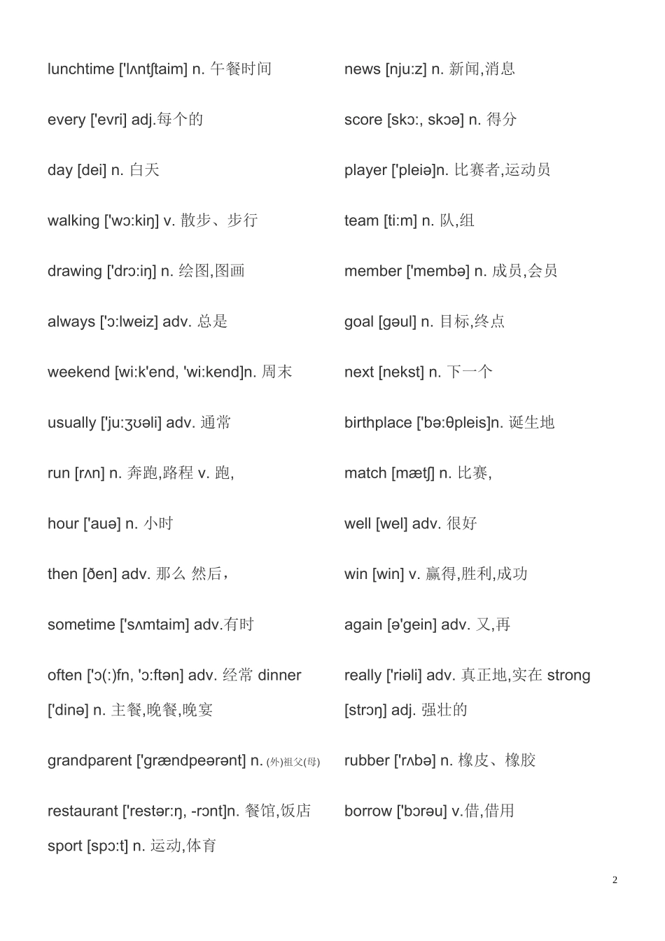 译林版七年级英语上册单词表全_第2页