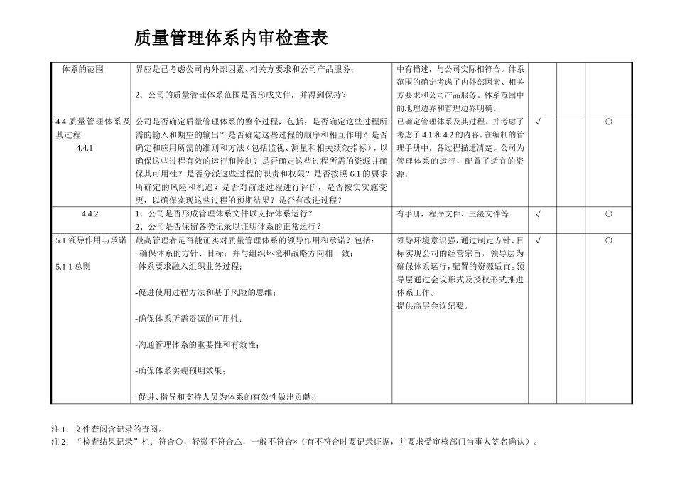 2015版质量管理体系内审检查表_第2页