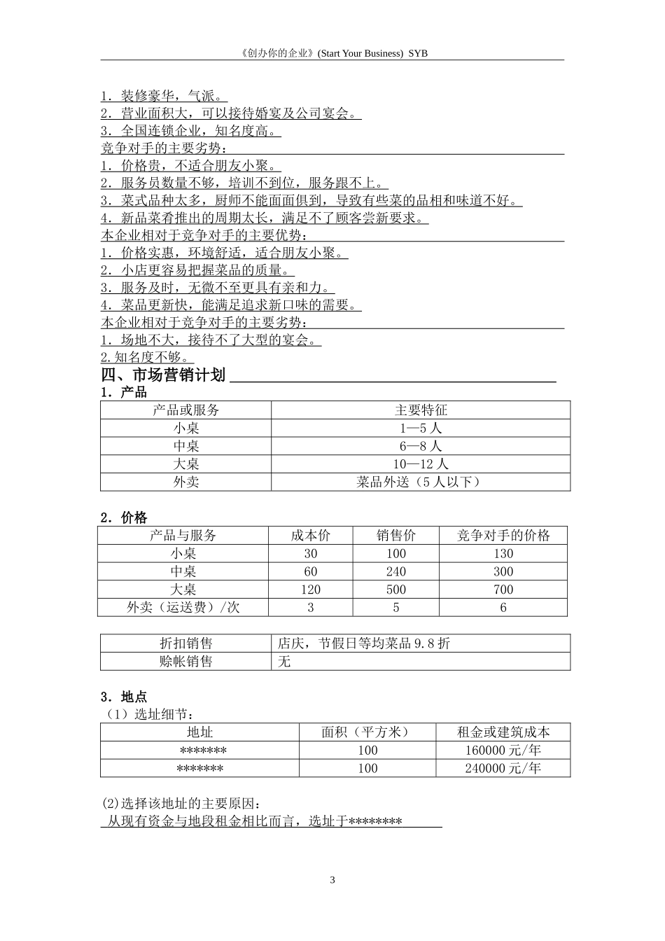 SYB创业计划书-餐饮_第3页