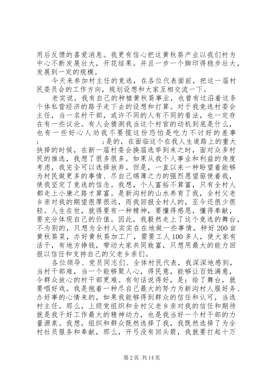 竞选副村长演讲致辞稿范文_第2页