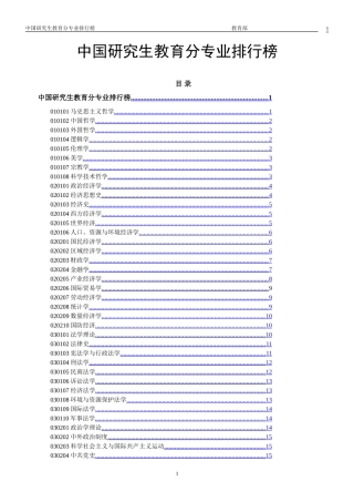 中国研究生教育分专业排行