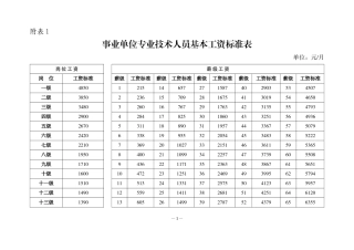 2017年事业单位工资标准表