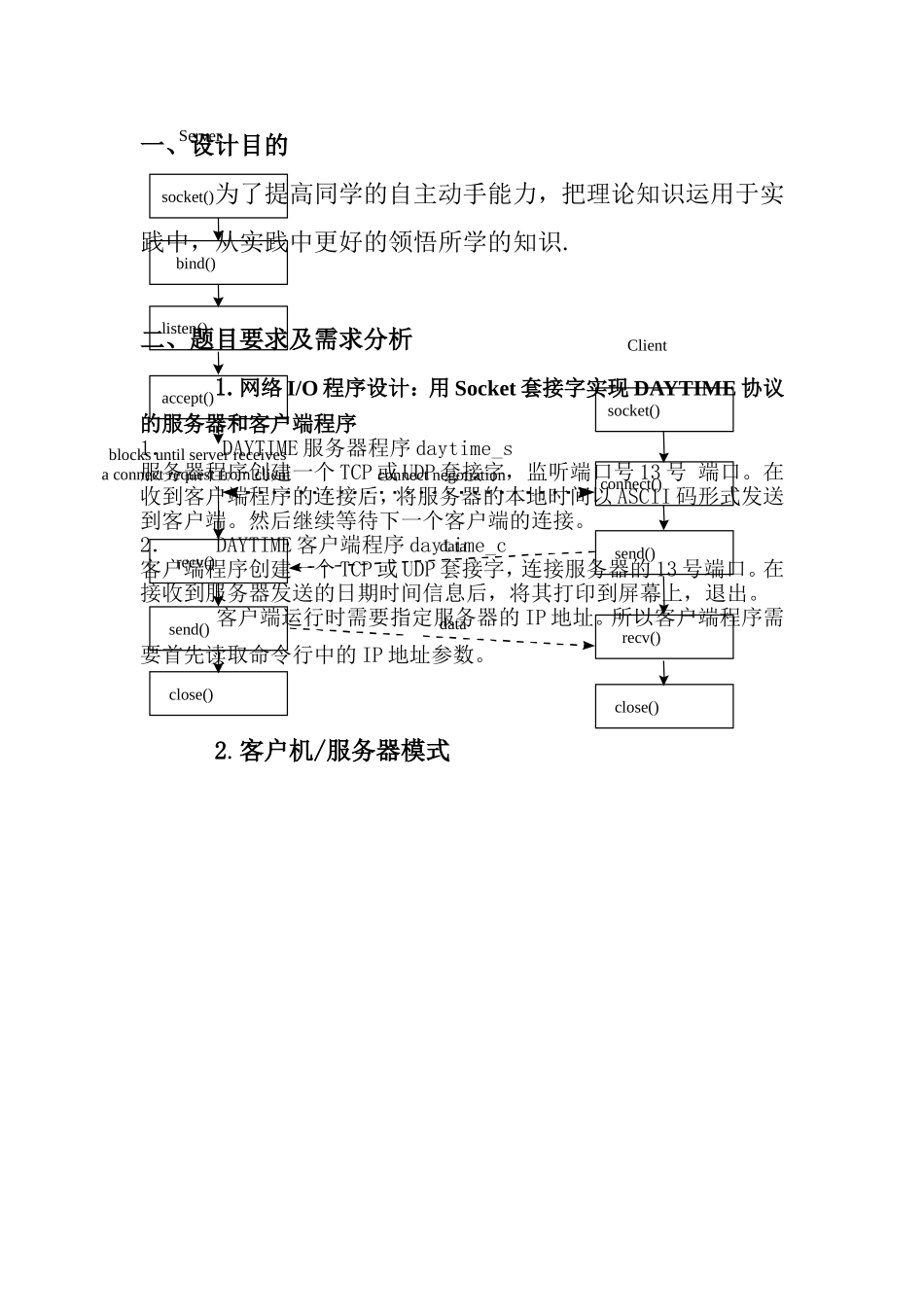 用Socket套接字实现DAYTIME协议的服务器和客户端程序_第1页