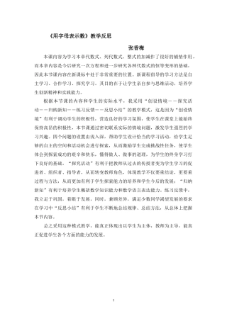 《用字母表示数》教学反思