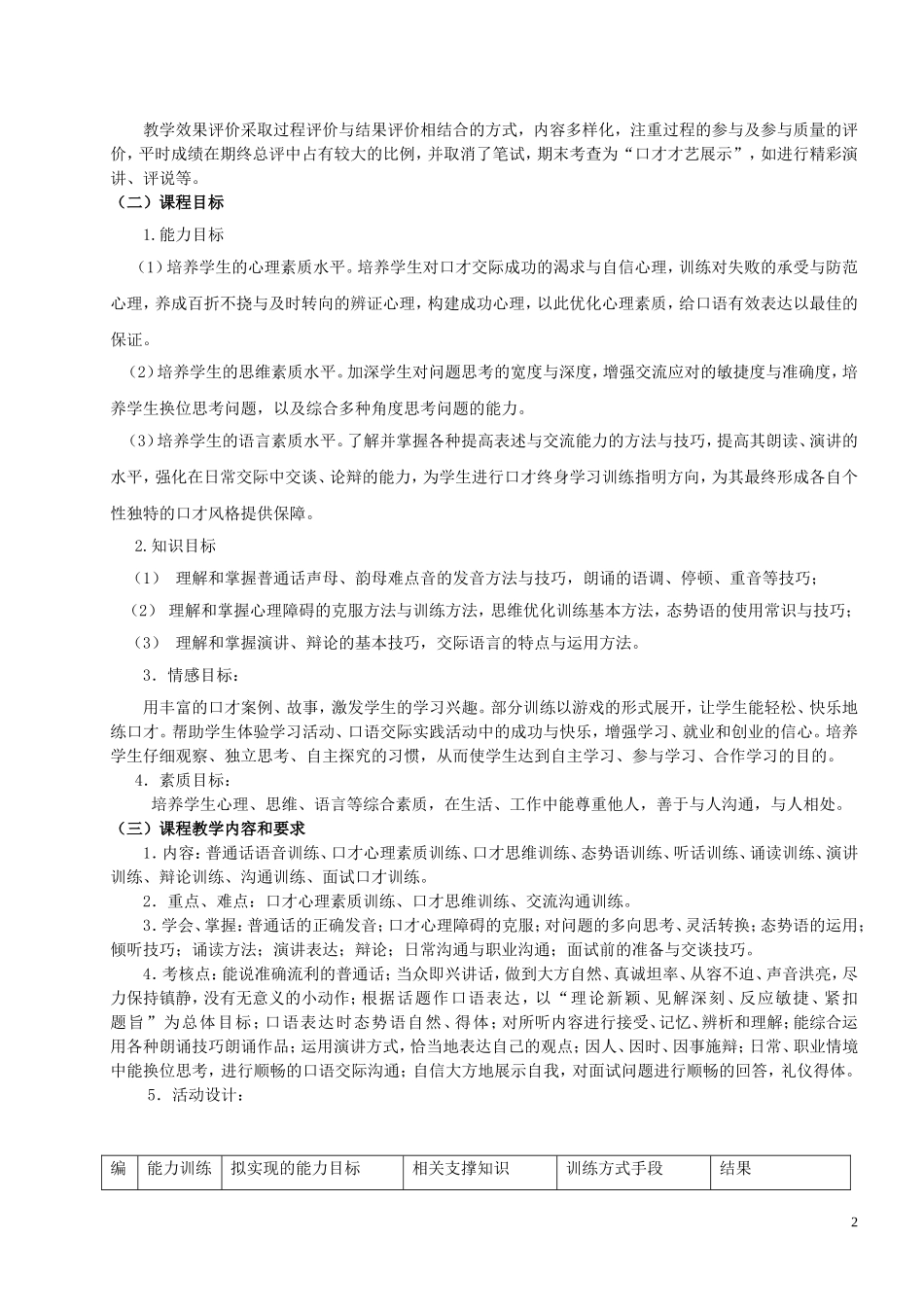 《演讲与口才》课程整体教学设计_第2页