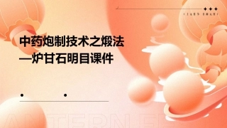 中药炮制技术之煅法—炉甘石明目课件