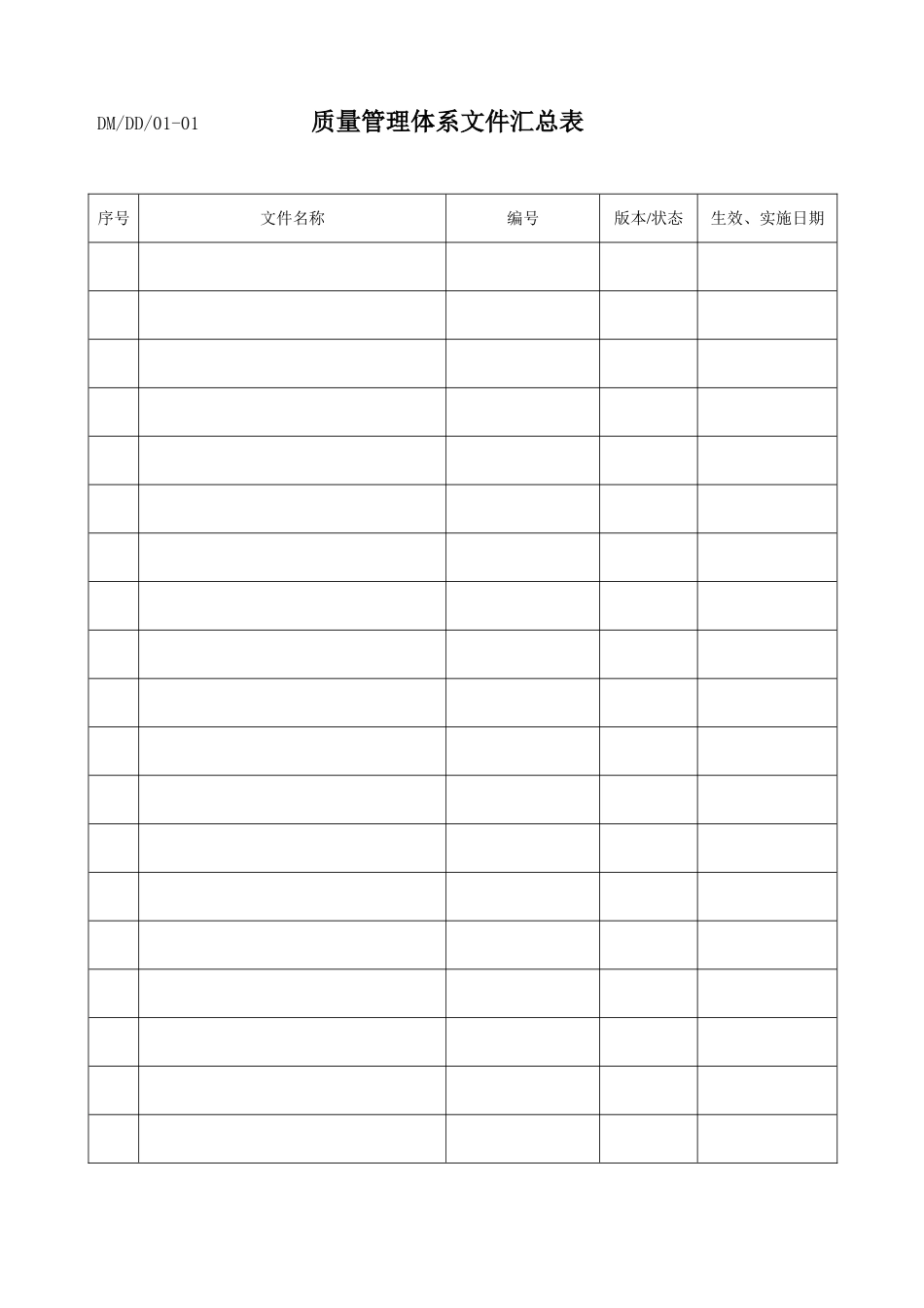 医疗器械-程序文件-记录表全套_第1页