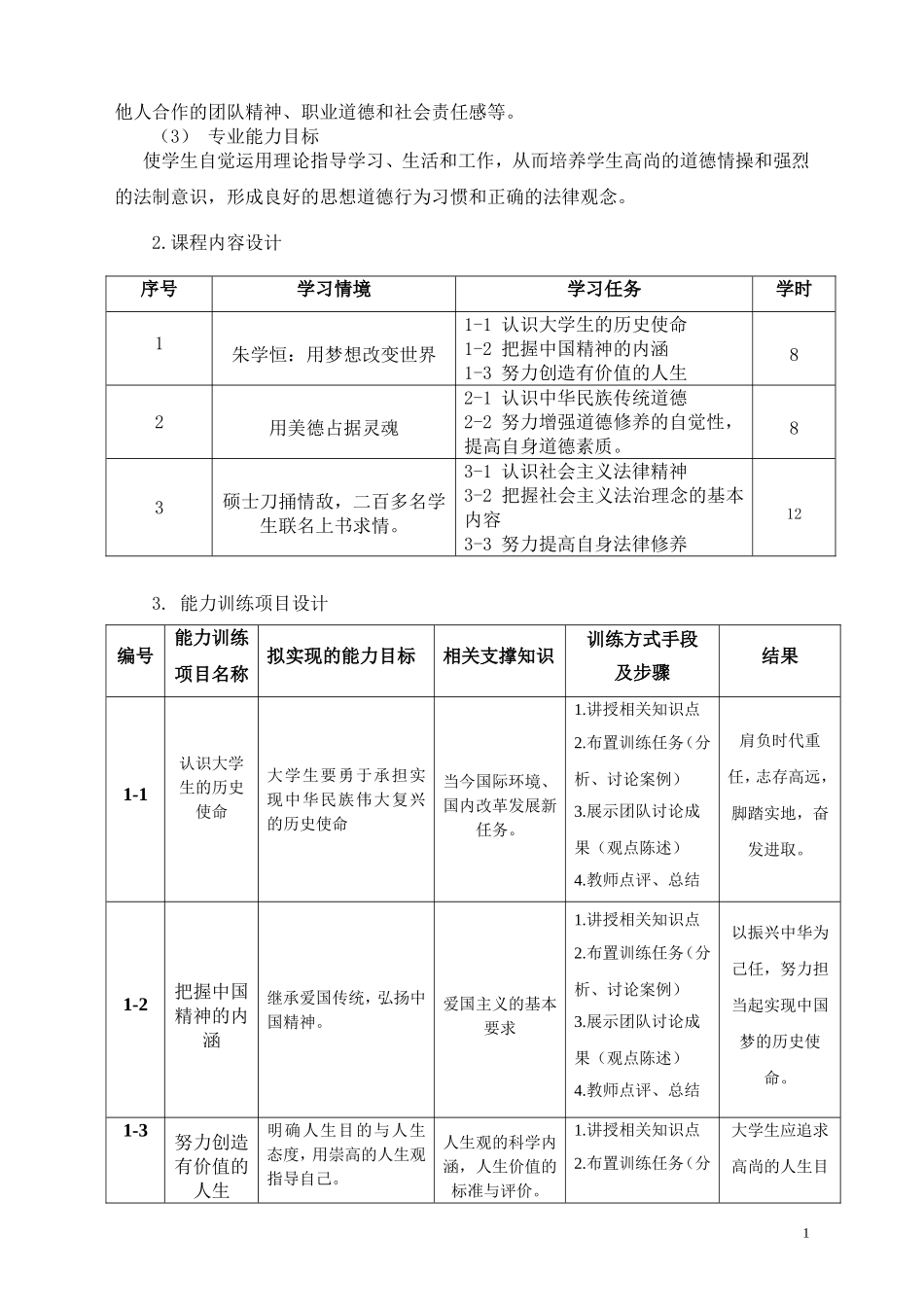 《思想道德修养与法律基础》课程整体教学设计(最终稿)_第2页