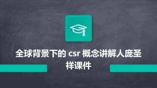 全球背景下的CSR概念讲解人庞圣祥课件