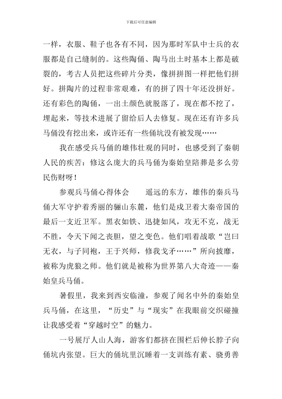 参观兵马俑心得体会_第2页