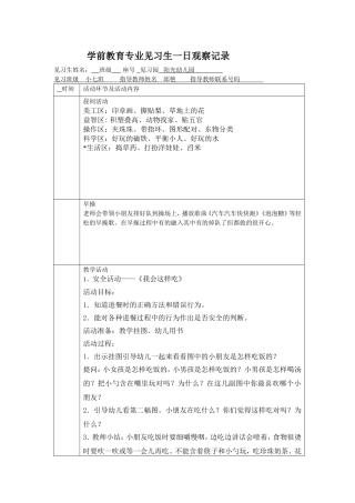 幼儿一日观察记录表