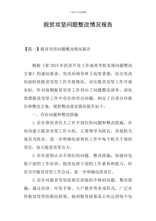 脱贫攻坚问题整改情况报告