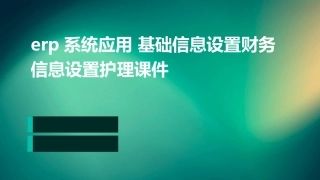 ERP系统应用 基础信息设置财务信息设置护理课件