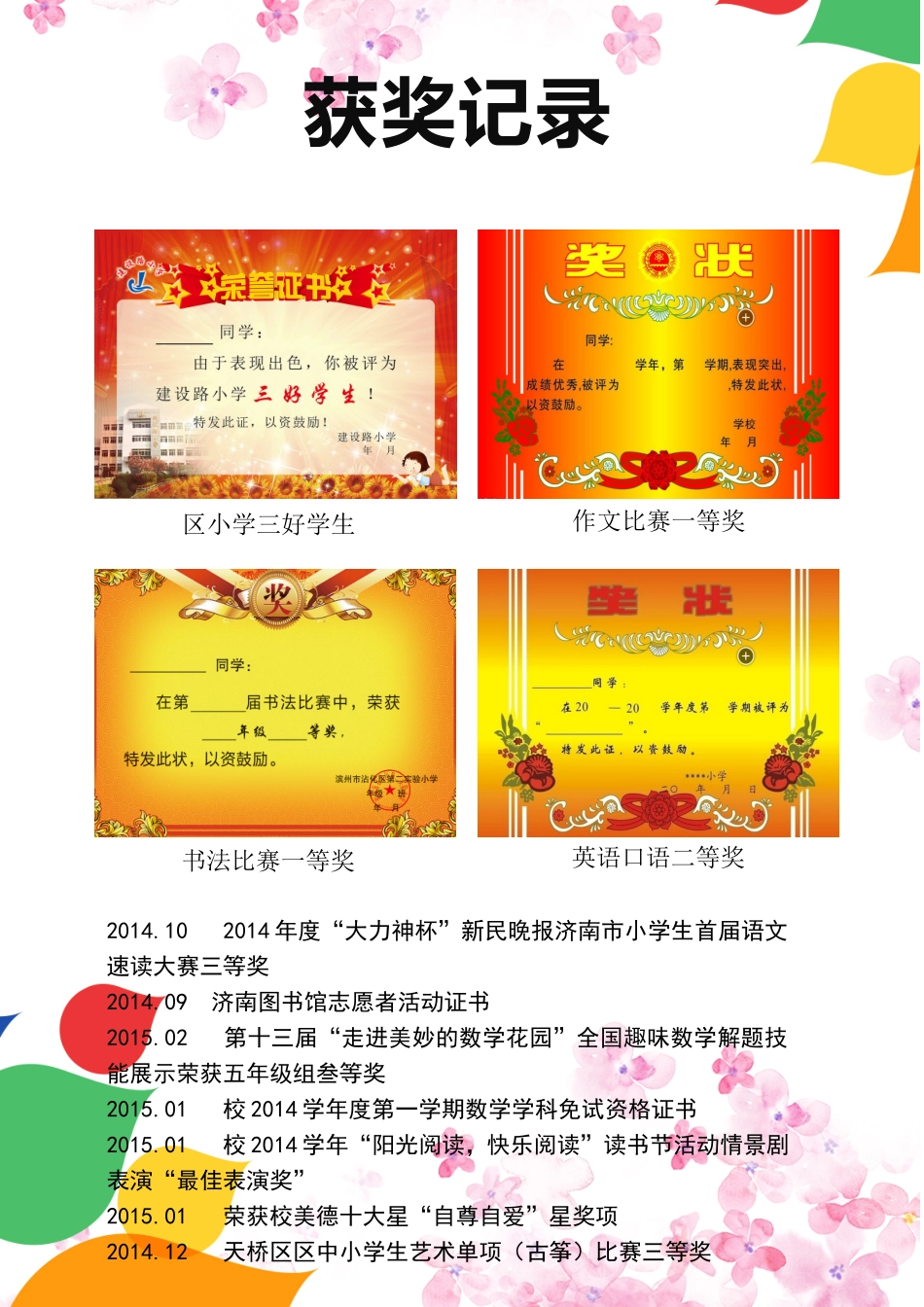 2017-小升初简历模板_第3页