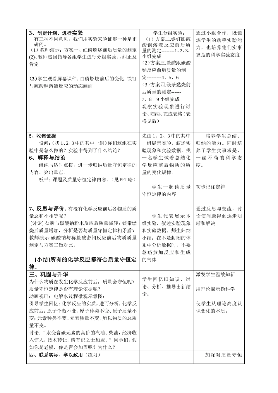 《质量守恒定律》第一课时教学设计_第3页