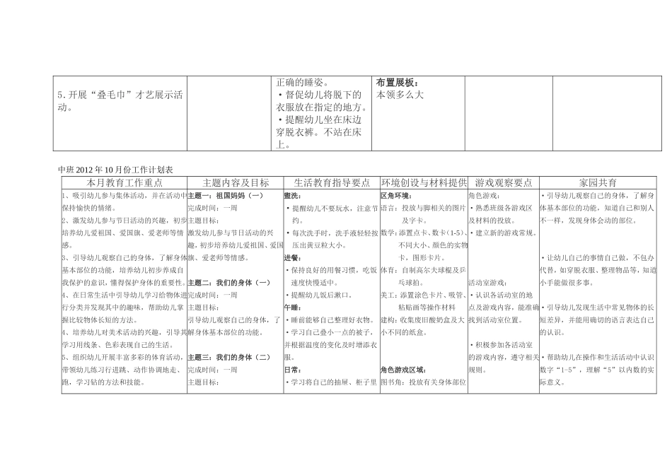 幼儿园月份工作计划表_第2页