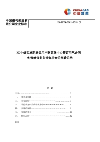 XX中燃增值业务销售机会的经验总结