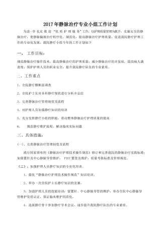 2017年静疗小组工作计划