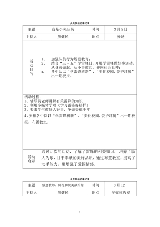 2018下学期少先队活动记录表