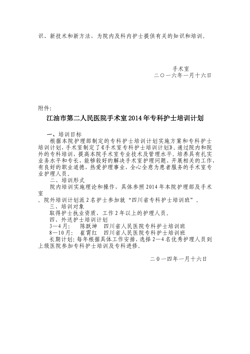 2016年专科护士培训计划_第2页