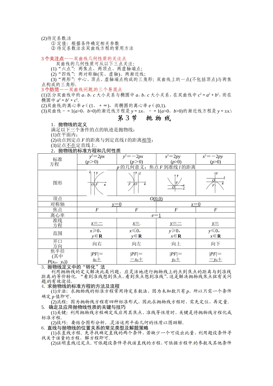 圆锥曲线知识点与方法总结_第3页