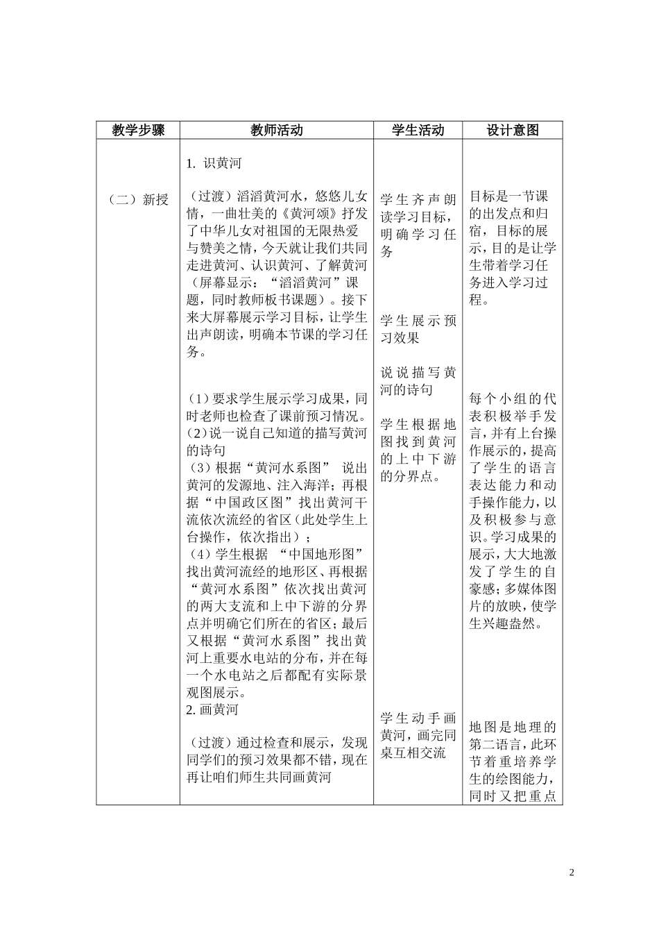 《滔滔黄河》模板教学设计_第2页
