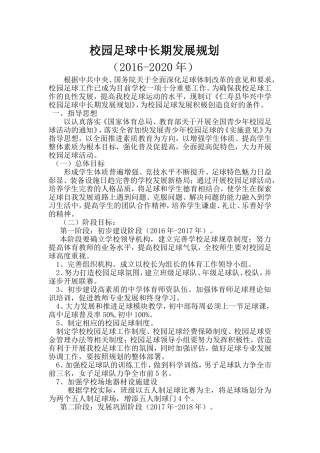 校园足球中长期发展规划