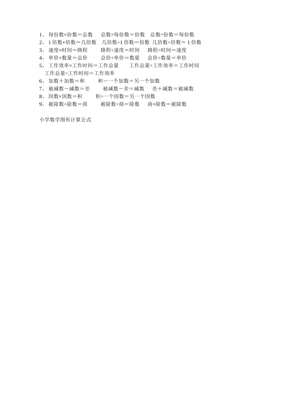 小学数学常用数量关系式_第1页