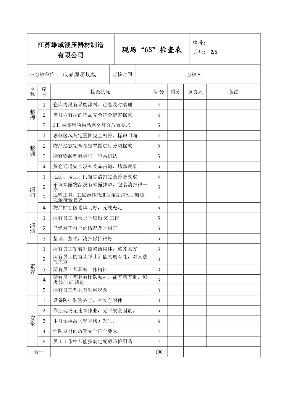 6S检查表【标准版】_第3页