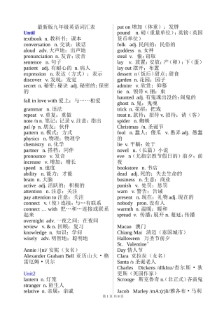 最新人教版九年级英语单词表