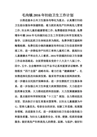 2016年妇幼工作计划