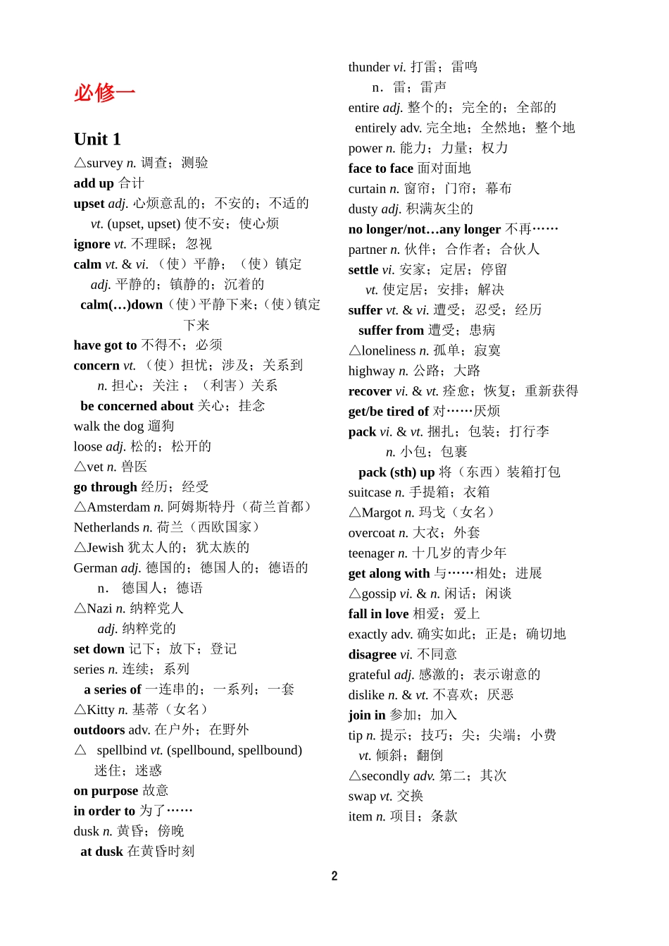 【免费】高中英语(新课标-人教版)必修一至选修八词汇表_第2页