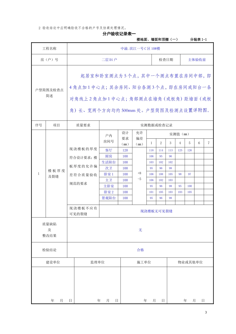 2017年重庆市住宅工程质量分户验收表格(最新)_第3页