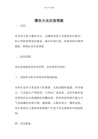 潜在火灾应急预案