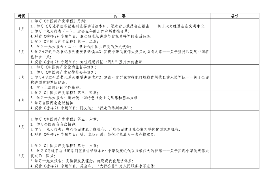 2018年度村两学一做学习计划表_第1页