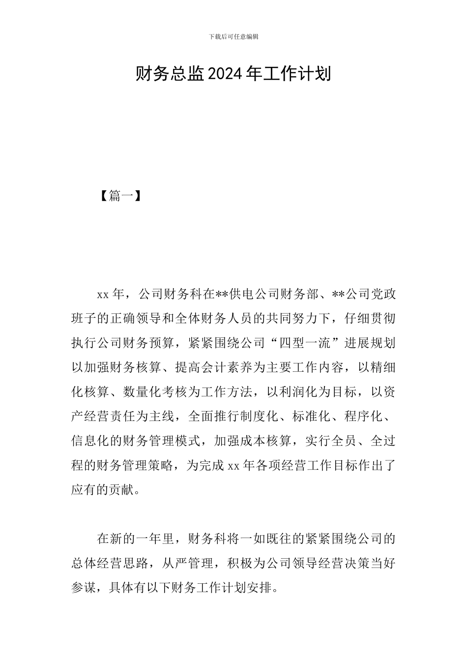 财务总监2024年工作计划_第1页