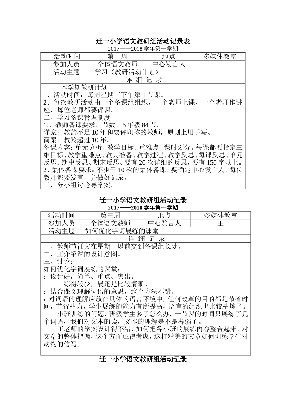 2017小学语文教研组活动记录表_第1页