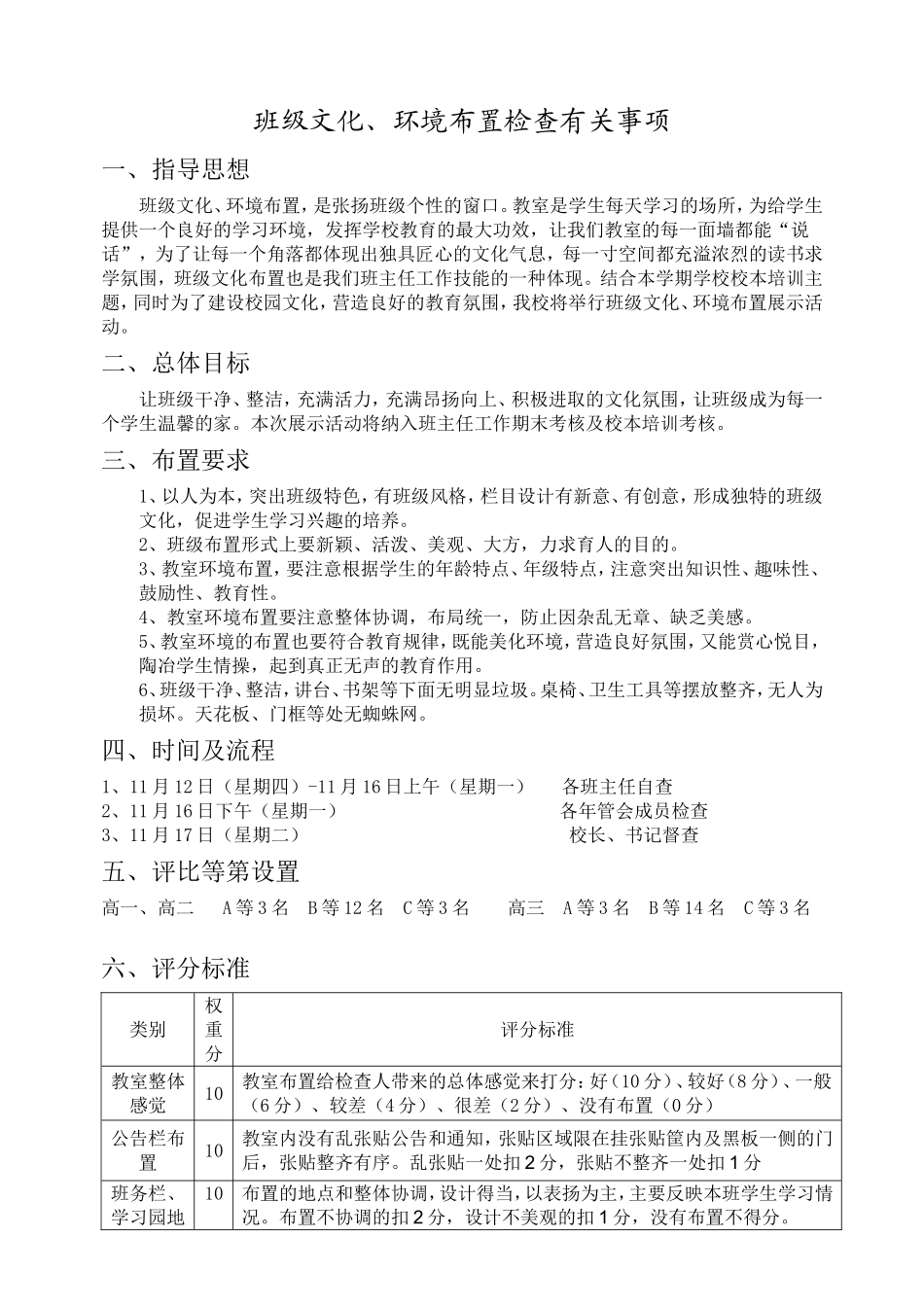 班级文化、布置情况检查评分标准和检查表_第2页