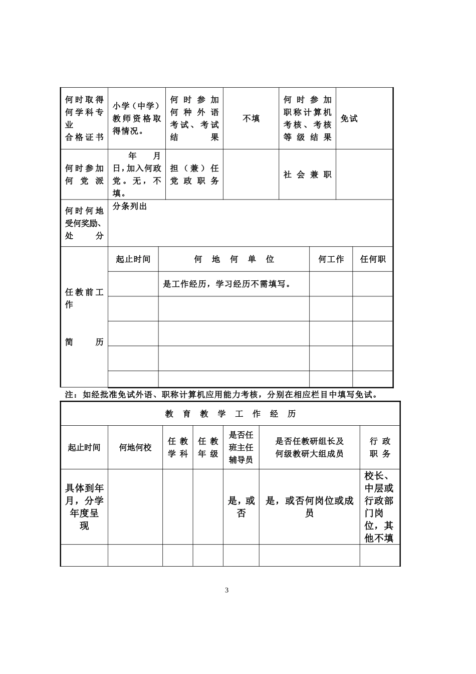 安徽省中小学中高级职称评审表样本_第3页