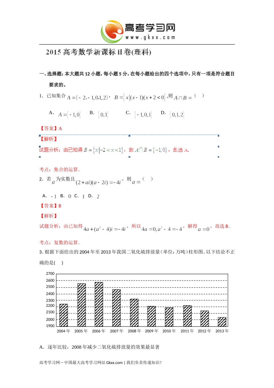 2015高考真题——数学理（新课标Ⅱ卷）Word版含解析_第1页