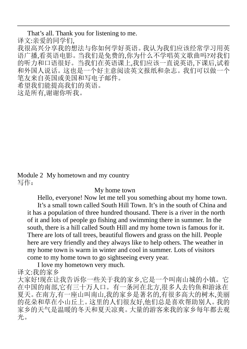 最新外研版英语八年级上册各模块作文范文_第2页