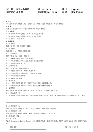 IQC来料检验规范标准书(最全分类)