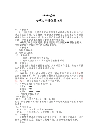 药品批发企业库房变更专项内审.