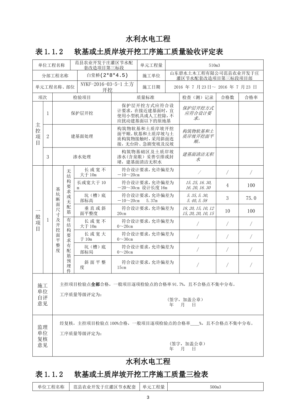 2017最新水利水电工程施工质量验收评定表及填表说明_第3页