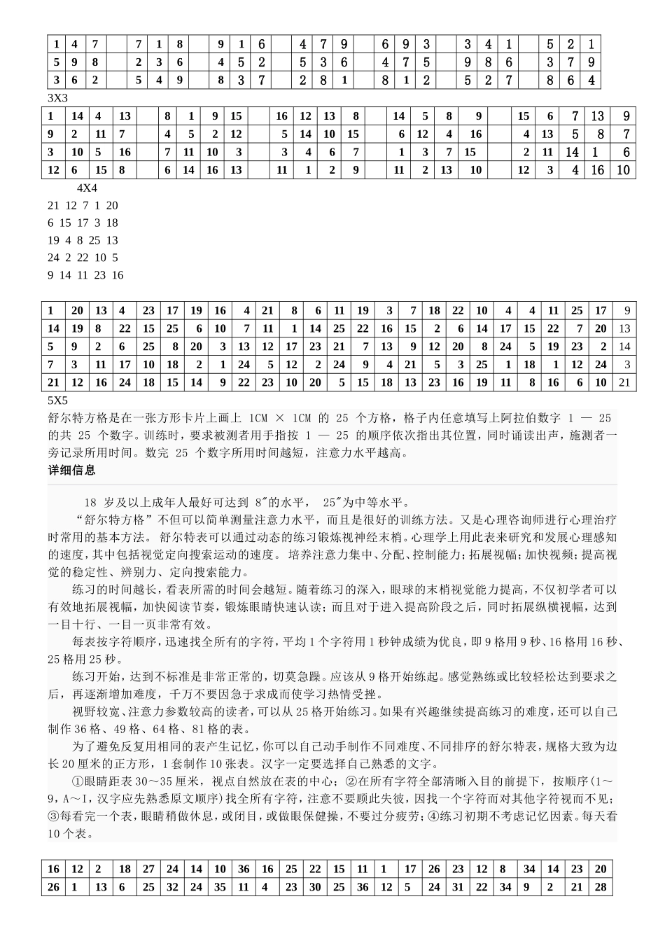 1舒尔特表格(注意力练习)_第1页