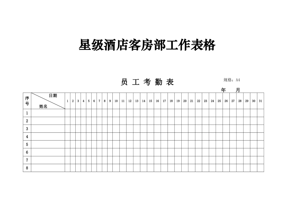 星级酒店客房部工作表格_第1页