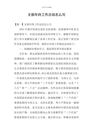 支部年终工作总结怎么写