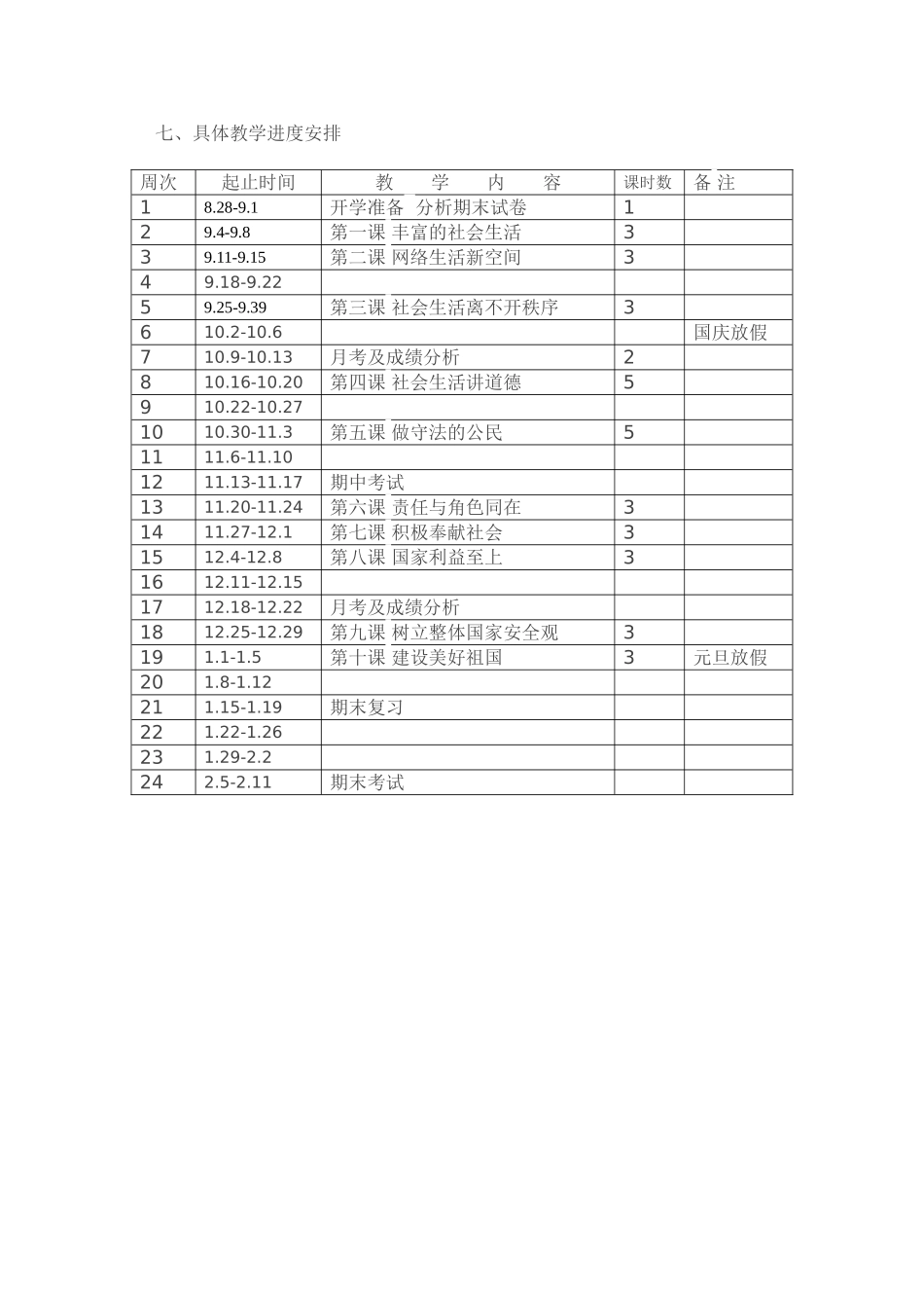 八年级道德与法治教学计划_第3页