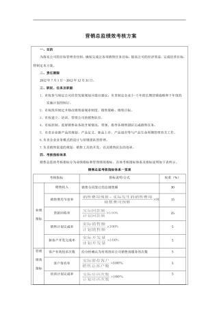 销售总监绩效考核方案